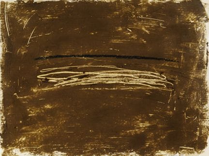 Bernd Hahn "Querlinien auf braunem Sand". 1988.
Be