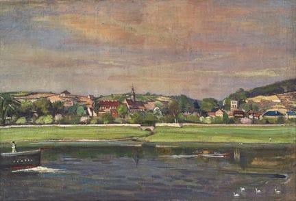 Paul Wilhelm "Elblandschaft mit Blick auf Schloss 
