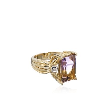 Breiter Gelbgold-Ring mit zweifarbigem Turmalin-So