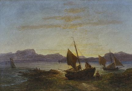 Carl Robert Kummer « Des bateaux sur la rive au cr