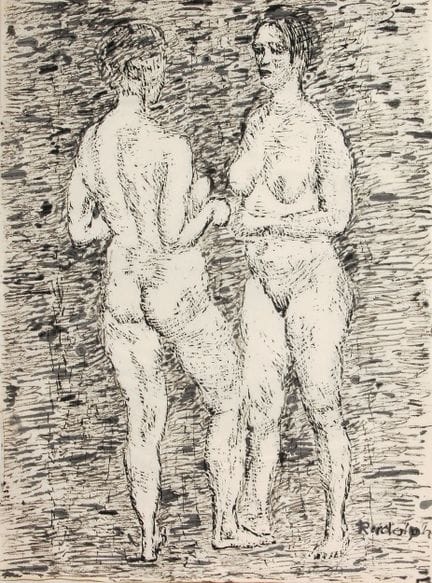 Wilhelm Rudolph, Zwei stehende weibliche Akte. 196