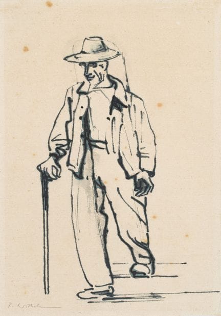 Paul Wilhelm, Mann mit Hut und Stock  / Rückenansi