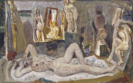 Horst Leifer, Liegender weiblicher Akt im Atelier.