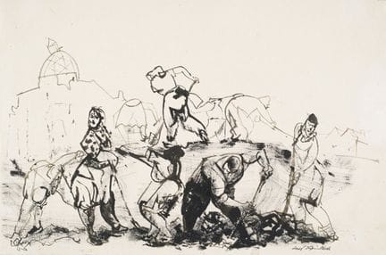 Josef Hegenbarth "Schutt abräumen". 1948.
Josef He