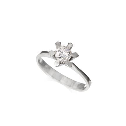 Filigraner Weißgoldring mit Brillant-Solitär (ca. 
