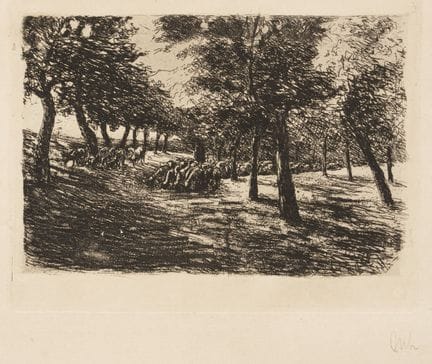 Max Liebermann "Schafherde unter Bäumen". 1892.
Ma