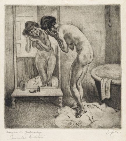 August Wilhelm Dressler "Badendes Mädchen" / Zwei 