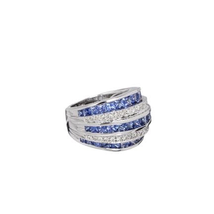 Blau-weiß gestreifter Saphir-Bandring. John C. Rin