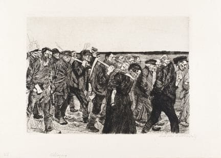 Käthe Kollwitz "Weberzug". 1893–1897. Späterer Abz