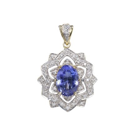 Colgante para collar con forma de flor, con diaman