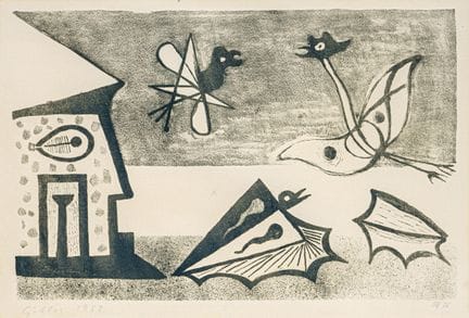 Werner Gilles "Harpyen, Todesvögel, Tiere am Stran