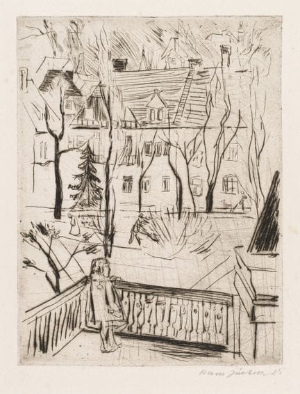 Hans Jüchser, Mädchen auf dem Altan. 1925.
Hans Jü