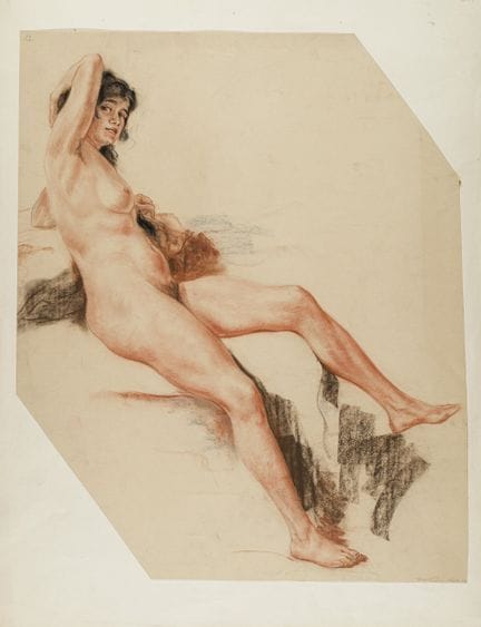 Alois Kolb, Mädchenakt mit erhobenem Arm. Wohl frü