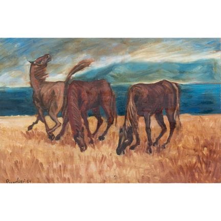 PERGOLIZZI (XXe siècle) 
Chevaux - 1953 
Huile sur