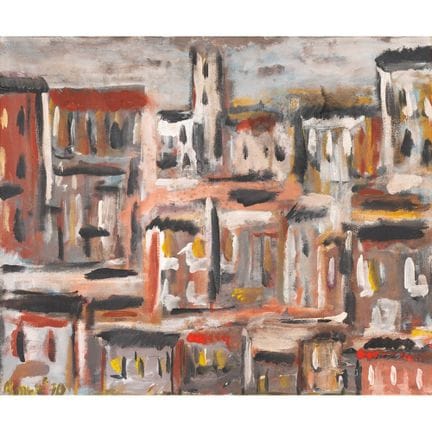 PEINTRE DU XXe SIÈCLE 
Maisons - 1970 
Huile sur t