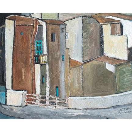 ETTORE ROMANO (20e siècle) 
Aperçu du village 
Hui