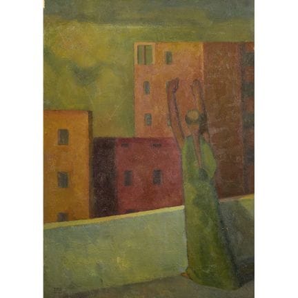 画家米利奥·雷托（Miglio Retto）的画作，尺寸为50.5×36厘米。胶合板油画。背面用钢笔