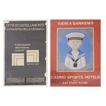 DOS CARTELES: 1) VEN A SANREMO, CASINO SPORT HOTEL