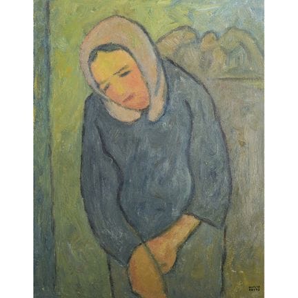 画家米利奥·雷托的作品，尺寸为45.5×35厘米。胶合板油画。描绘了一位女性形象。