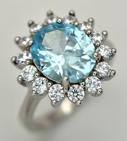 Magnifique PARURE DE BAGUES EN ARGENT ornée d'AQUA