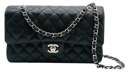 Borsa Chanel Classic a doppia patta in pelle trapu