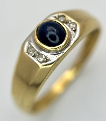 BAGUE EN OR JAUNE 18 CARATS, SERTIE DE DIAMANTS ET
