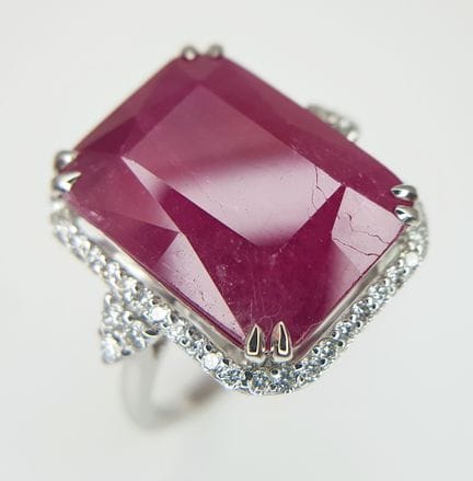 Bague de cocktail certifiée IGI en platine 950, se