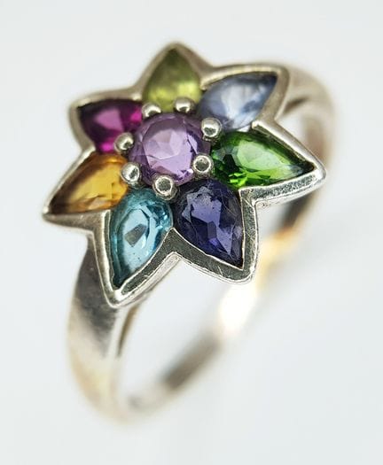 Superbe bague vintage « STAR » en argent sertie de