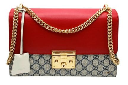Borsa a tracolla Gucci in pelle rossa e tela GG Su