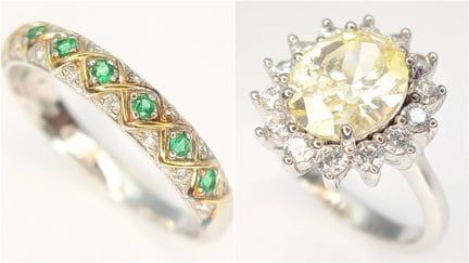 2 bagues DIAMONIQUE en argent. L'ensemble comprend