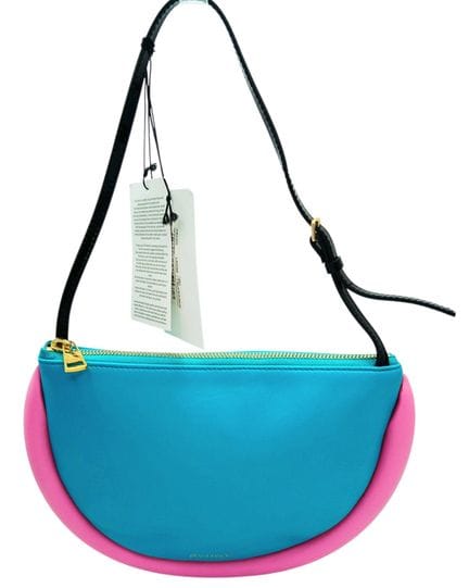 Borsa a tracolla in pelle turchese e rosa di JW An