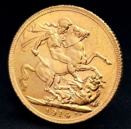 Pièce de 1 souverain de 1914, ROI GEORGE V, MONNAI