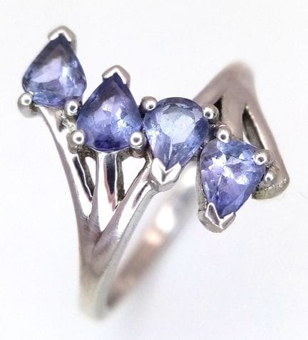 Bague en argent sterling sertie de tanzanites, tai
