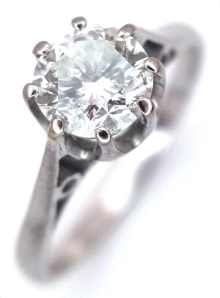 Bague solitaire en or blanc 18 carats (certifiée) 