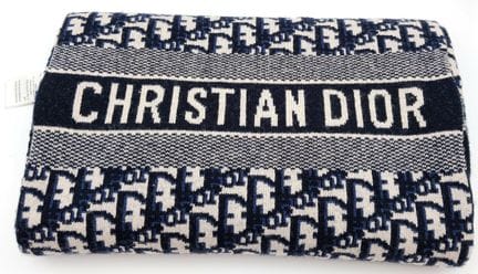 A Dior Unisex Cashmere Wool Navy Monogram Logo Lon