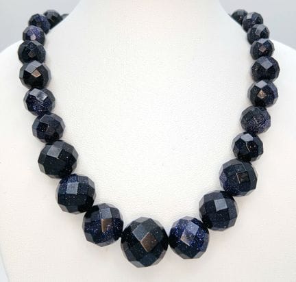 Collier en argent sterling avec perles Goldstone –
