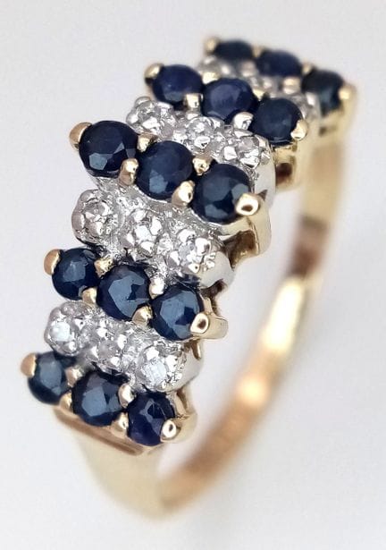 ANELLO IN ORO GIALLO 9K, CON DISEGNO A GRADINI, IN