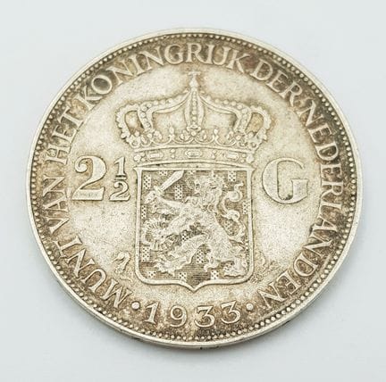 Eine niederländische Silbermünze zu 2 1/2 G aus de