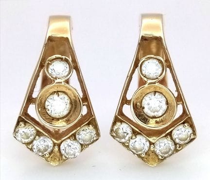Superbe paire de boucles d'oreilles en or 14 carat