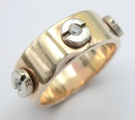 Bague vintage en or 9 carats, entièrement poinçonn
