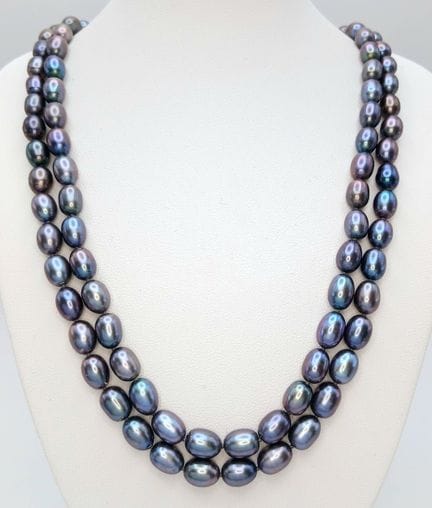Collier en argent sterling à double rangée de perl