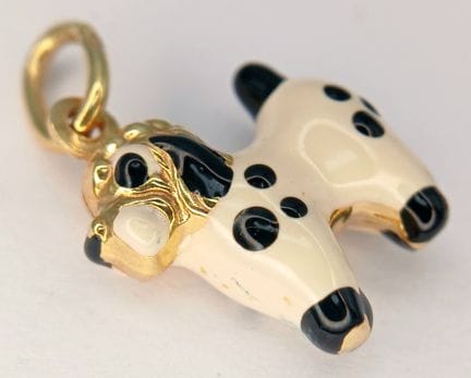 Ciondolo / charm Marni a forma di cane, in oro gia