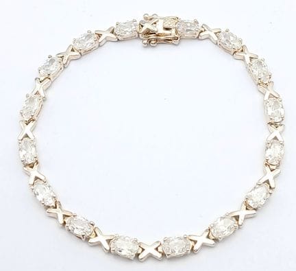 A Sterling Silver Cubic Zirconia Love/Kiss Tennis 