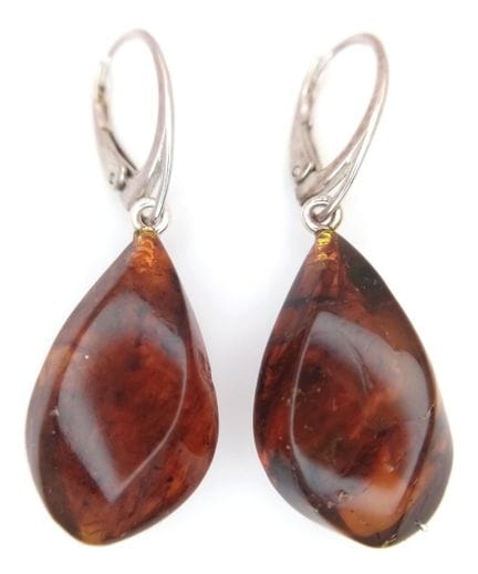 A Pair of 925 silver Amber Drop Earrings. 3cm drop