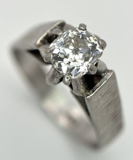 Anello solitario in oro bianco 18 carati con diama