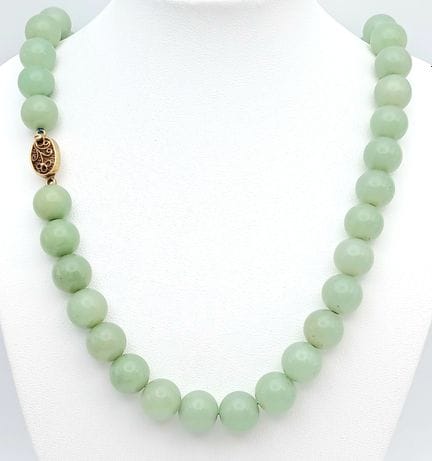 Collana con perline di giada giadeite verde - Lung