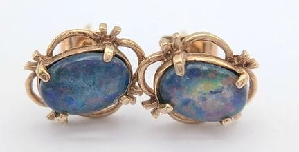 An Eye-Catching Pair of 9k Yellow Gold Opal Set St