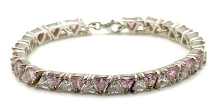 A Stylish, Sterling Silver, Pink and White Trillio