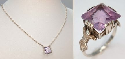 A Sterling Silver, Art Deco Style, Square Amethyst