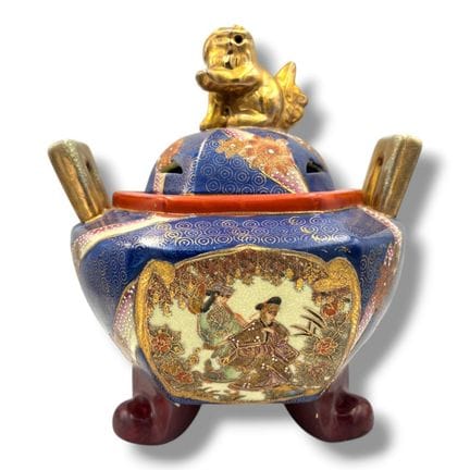 An antique Japanese Satsuma Pottery Koro (Incense 